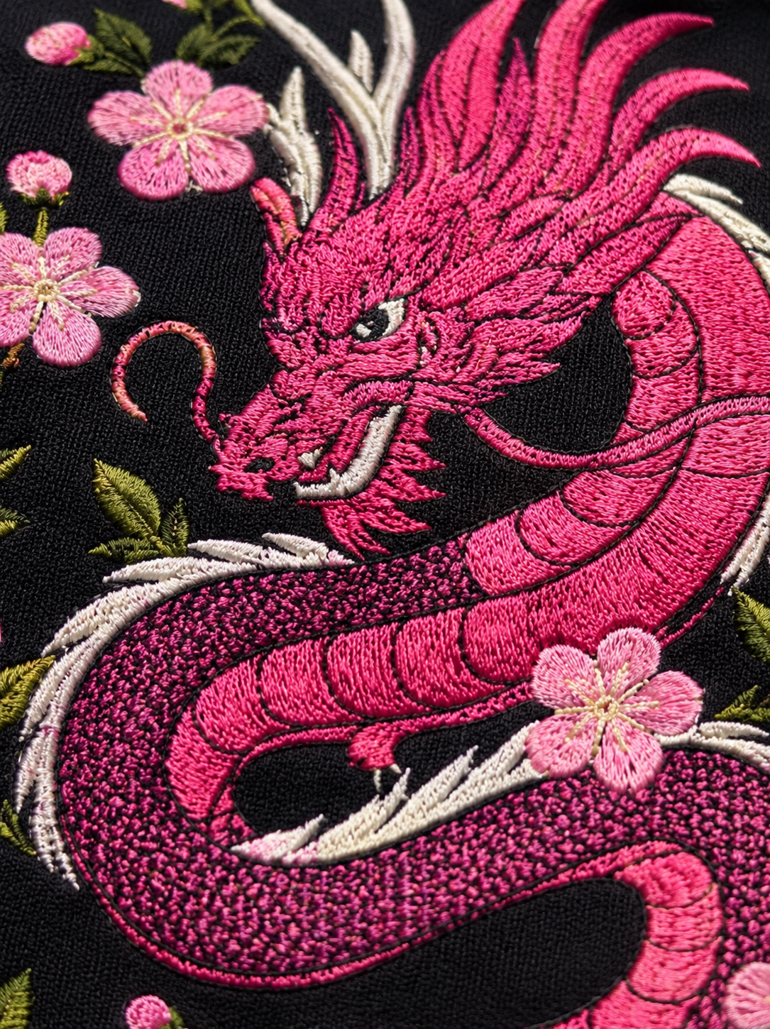 Dragon in Bloom embroidered short