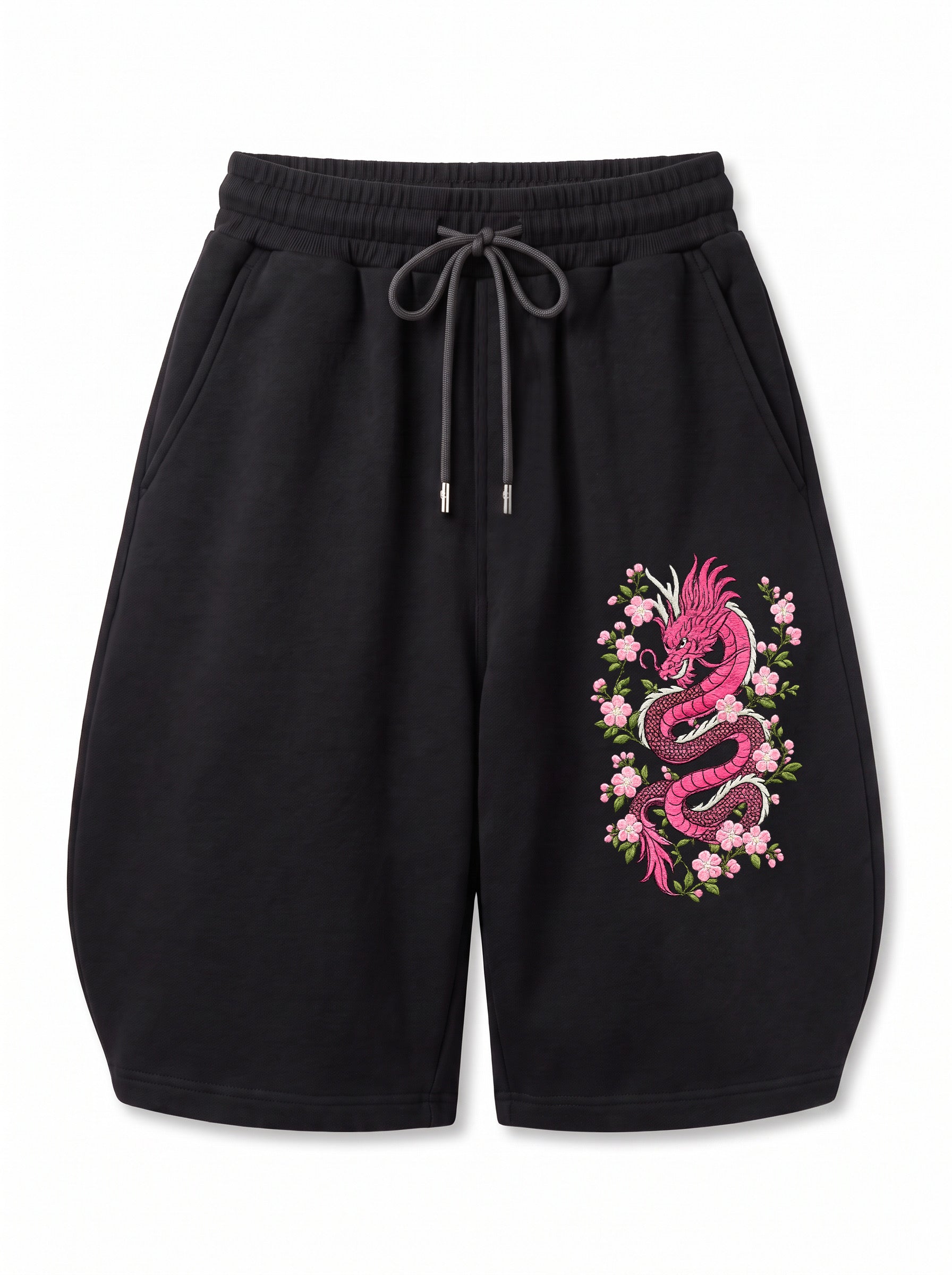 Dragon in Bloom embroidered short